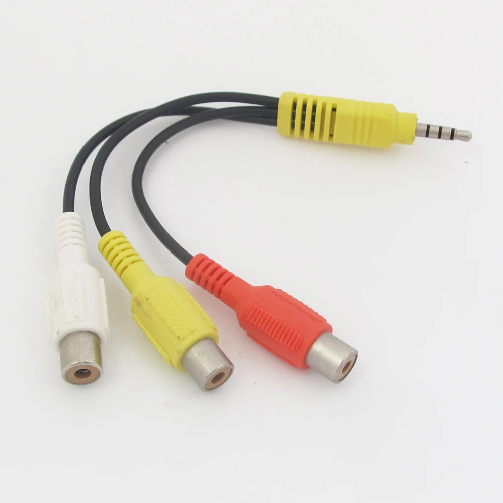 1pc 3.5mm 4 Pole Male Plug To 3 RCA (Red/Yellow/White) Female Jack Cable Item No.: 4-0194