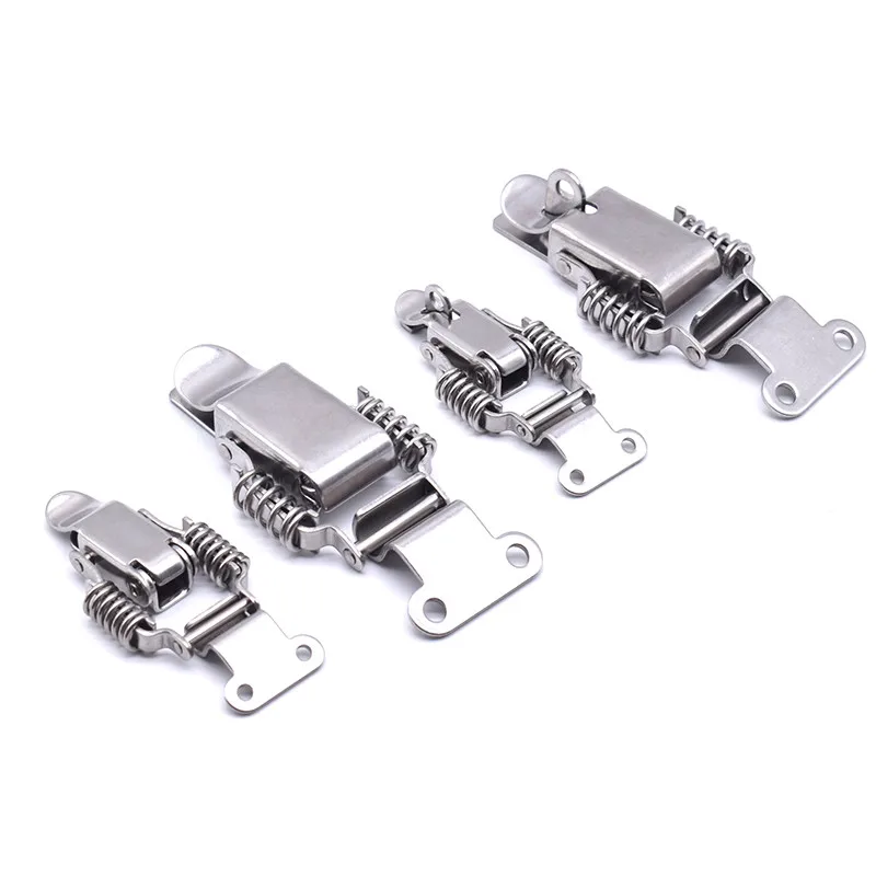 90/180 Degree Hasp 304 Stainless Steel Double Spring Loaded Suitcase Chest Tool Box Locking Hardware Toggle Latch Hasp Buckle