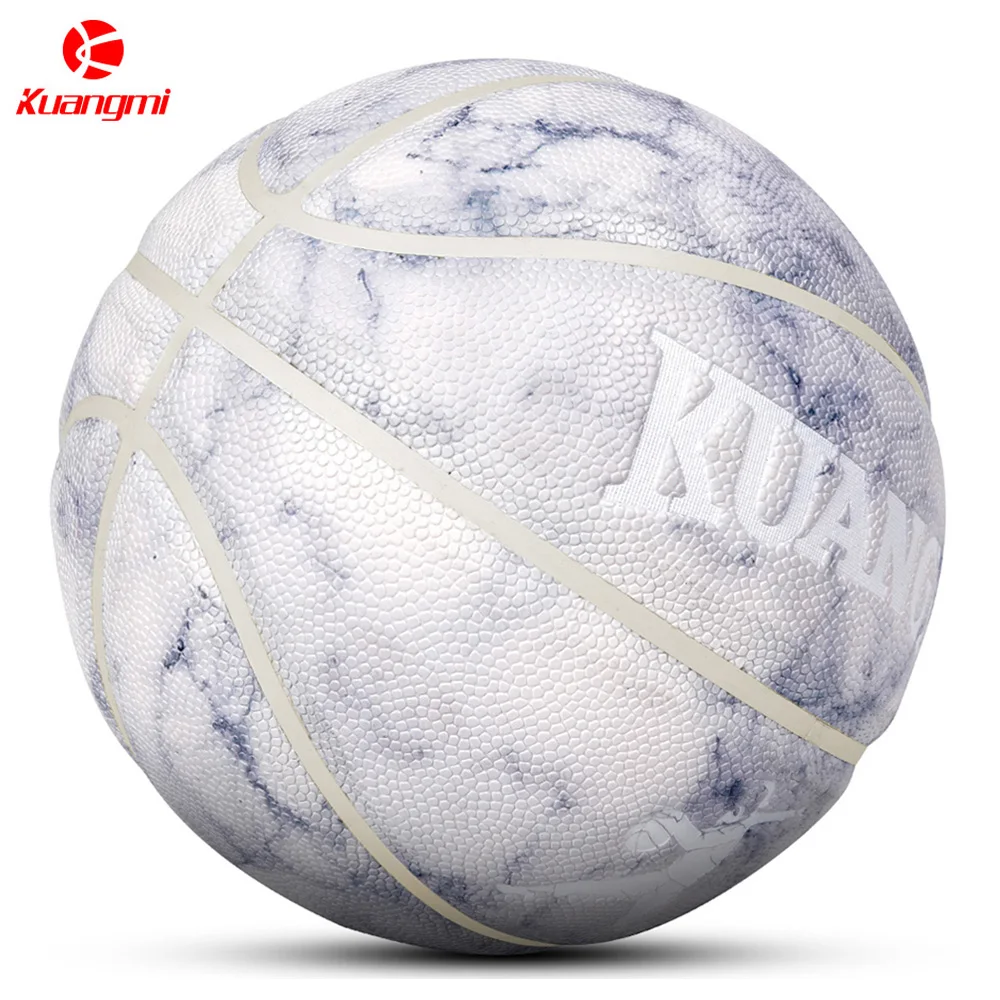 Kuangmi Marbling Grain Basketball Ball Size 7 PU Hygroscopic Basketballs  Indoor Outdoor Basketball Game Training Sport Goods