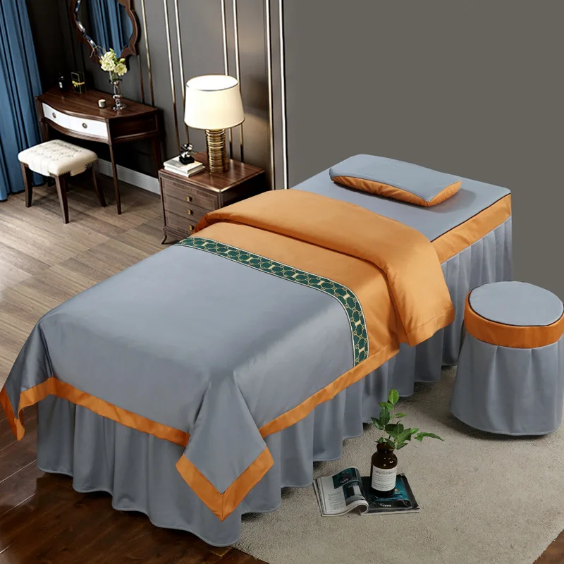 Ali textiles Style Bedspread European Woolen Beauty Salon Massage Bed Shampoo Bed Four-piece Set Can Be Customized