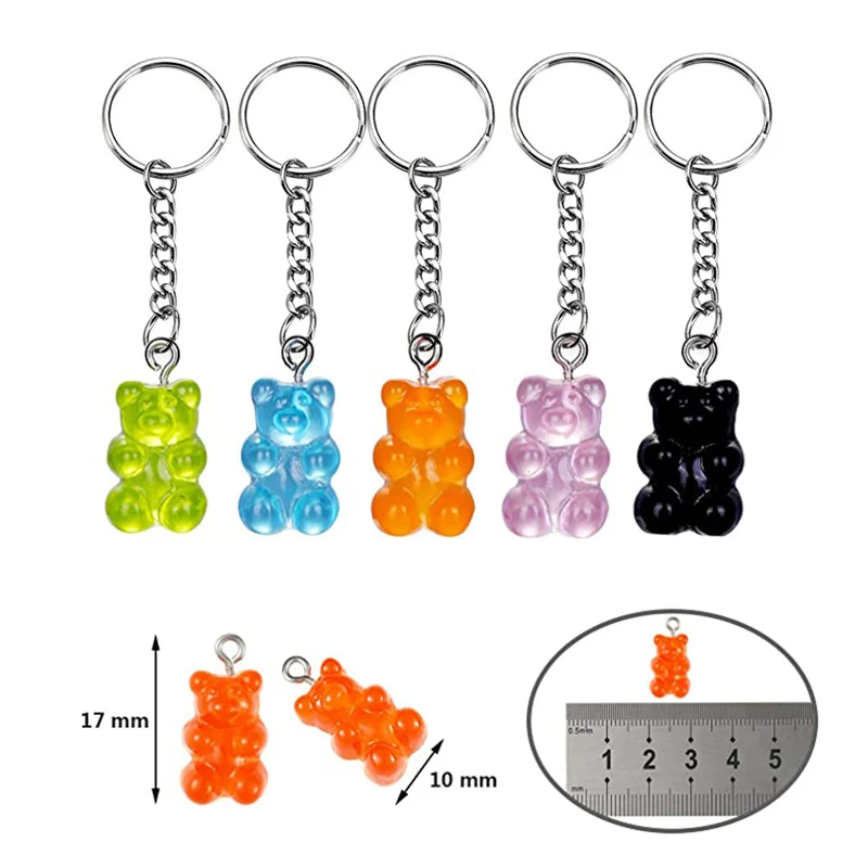 

Tiny Resin Gummy Bear Keychain For Woman Cute Girls Candy Color Animal Key Chain Jewelry Wedding Party Kids Gifts