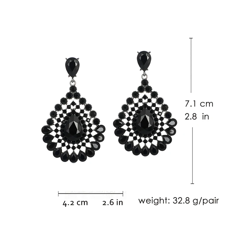 Veyofun Fashion Hyperbole Kristal Anting-Anting Mewah Rhinestone Menjuntai Anting-Anting Perhiasan untuk Wanita Brinco