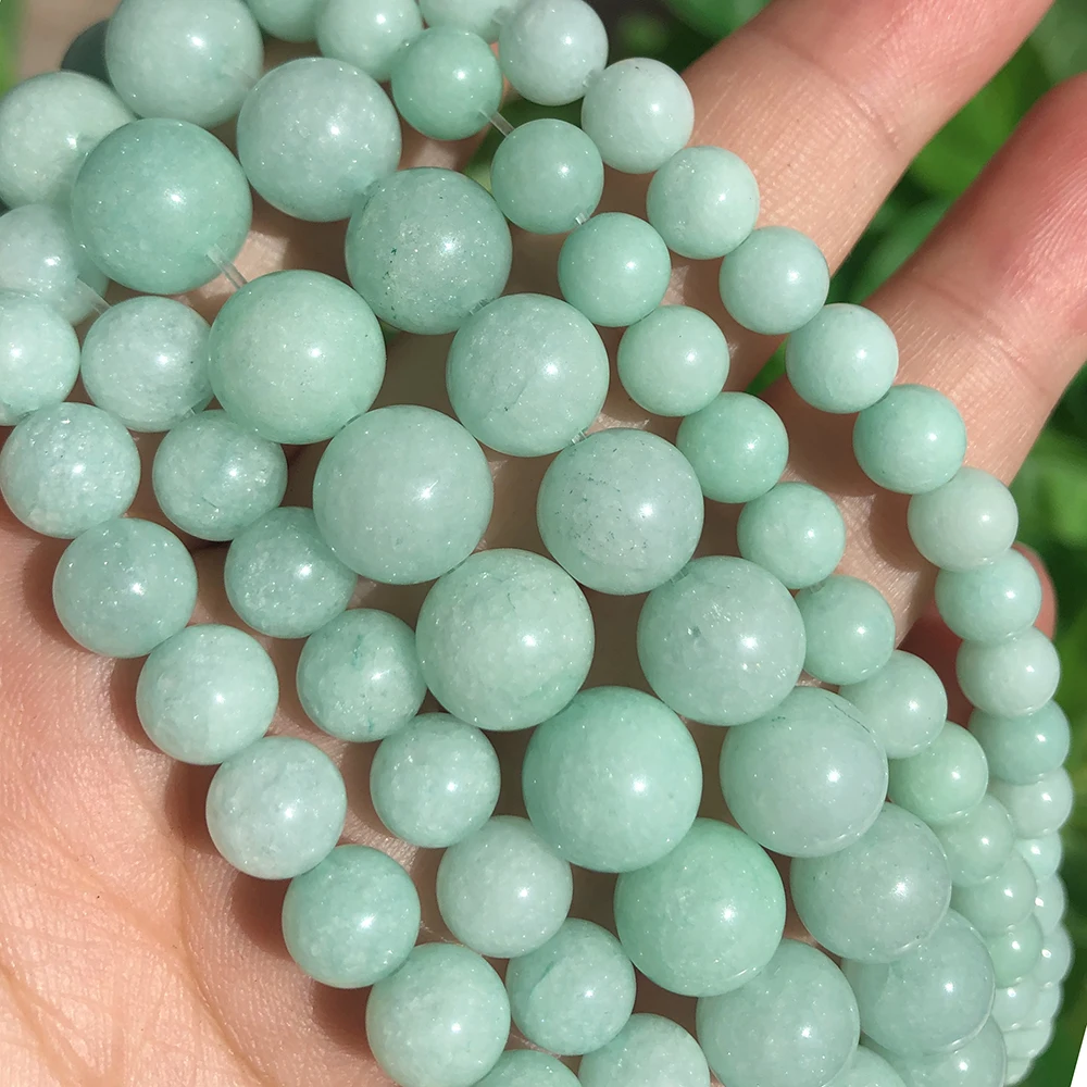 Natural Blue Amazonite Round Loose Stone Beads for Jewelry Making DIY Women Bracelet Necklace Accessories 15\