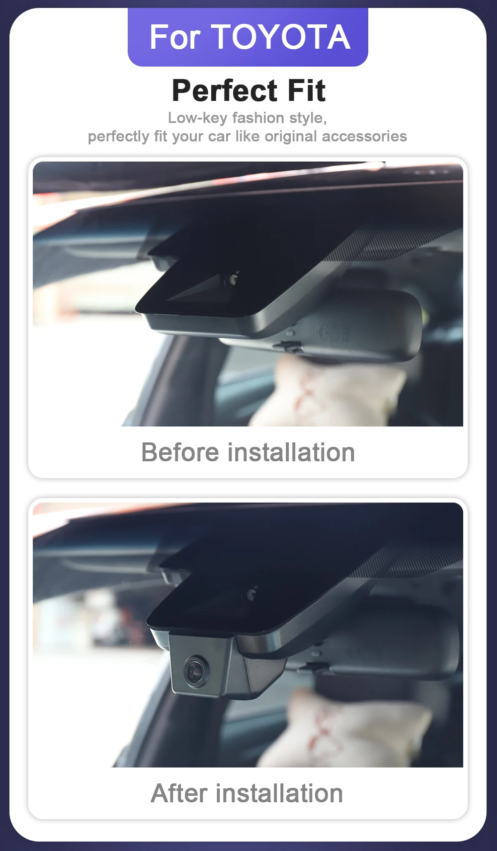 Front 4K Dash Cam for 2019-2021 Toyota RAV4 LE Limited Premium XLE TRD Front 4K Dash Cam for 2019-2021 Toyota RAV4 LE Limited Premium XLE TRD