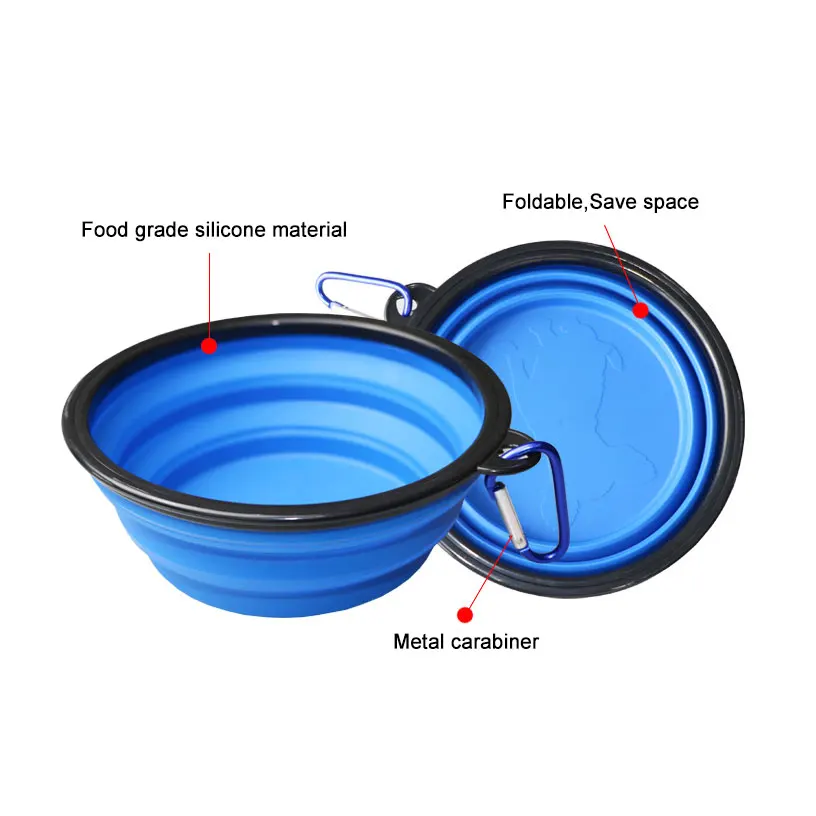 Silicone world 350ml Collapsible Dog Pet Folding Silicone Bowl Outdoor Travel Portable Puppy Food Container Feeder Dish Bowl