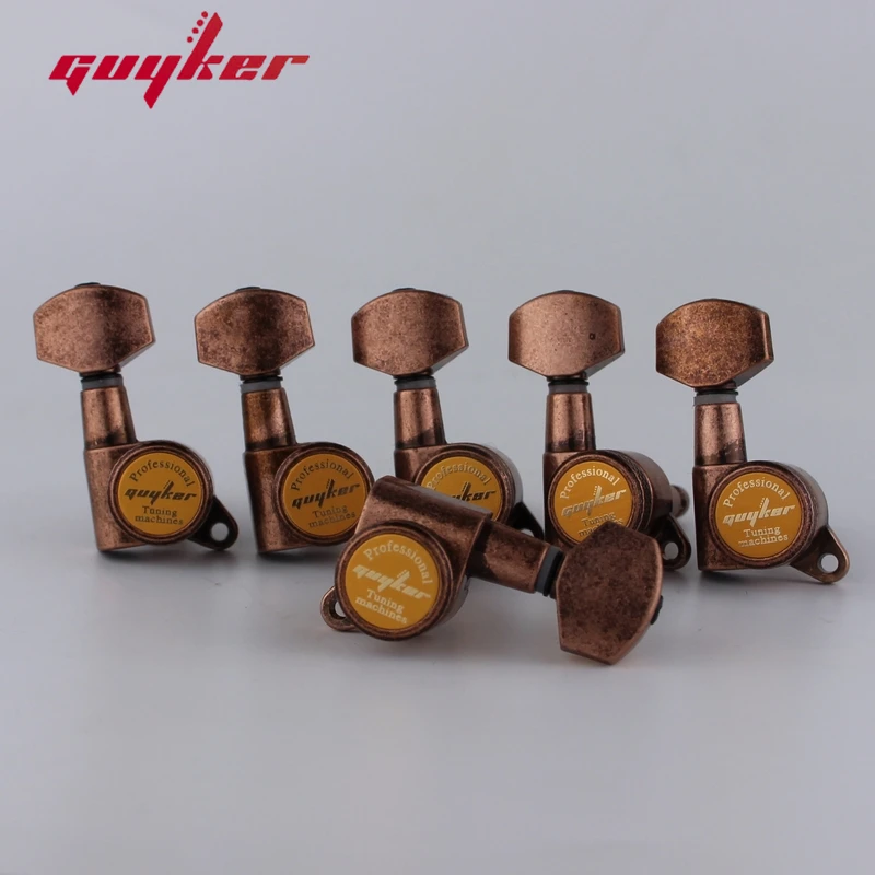 GUYKER afinadores de guitarra, modelos de cuerda de bloqueo trasero, cabezales de máquina de guitarra eléctrica, Bronce Antiguo