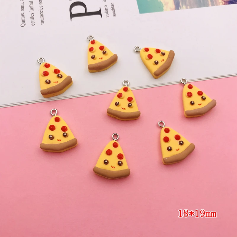 10pcs Hot Selling Resin Flatback Miniature Kawaii Pizza Charm for Keychain, Earring, Scrapbooking, DIY Making, Necklace