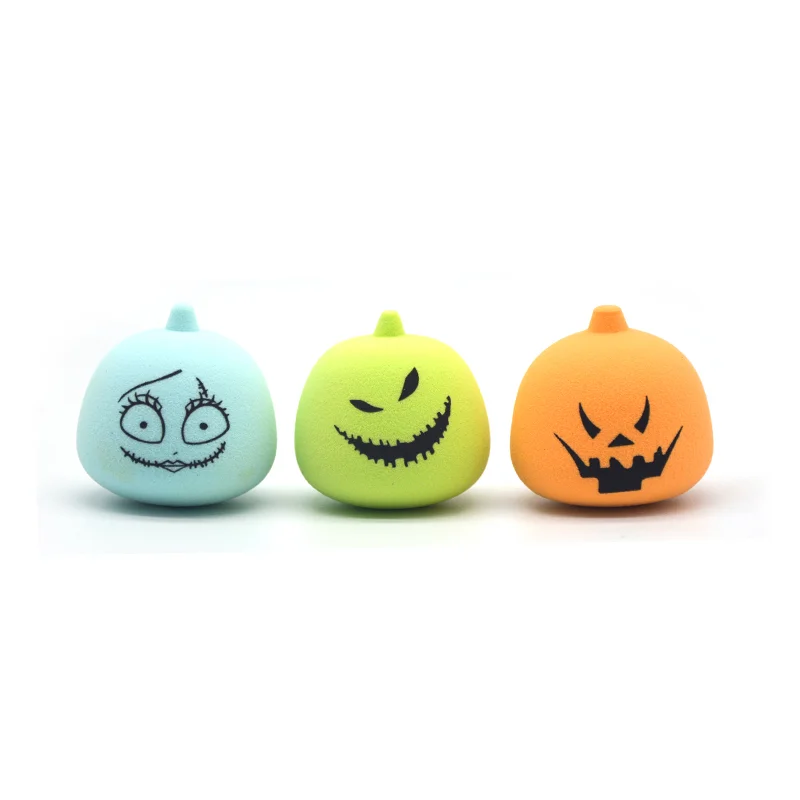 Hallowmas Blender Halloween Decoration Pumpkin and Bat Latex Free Polydrophlic Custom Pumpkin Makeup Sponge Ghost Puff