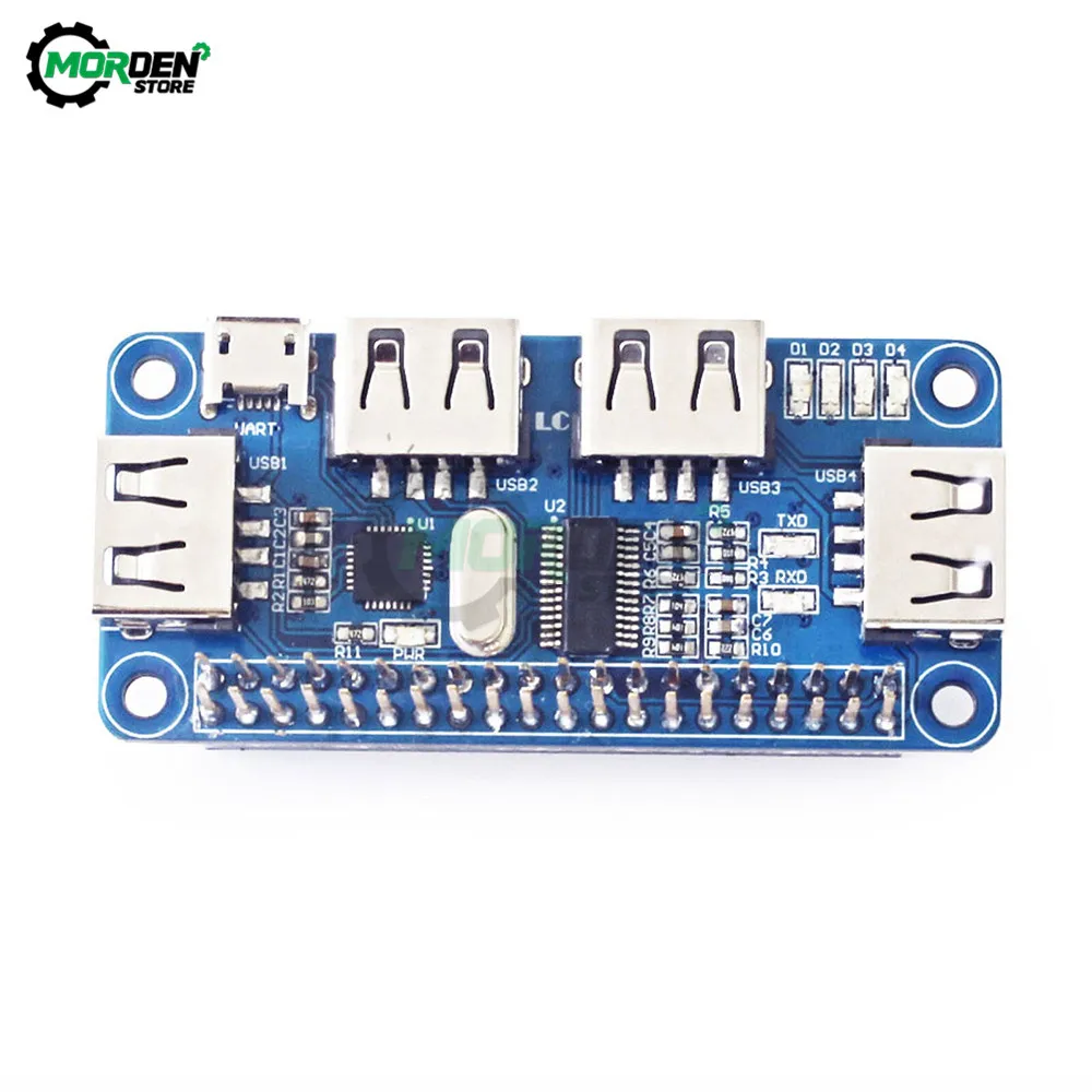 4 Ports USB HUB HAT For Raspberry Pi 3 / 2 / Zero W Extension Board USB To UART For Serial Debugging Compatible With USB2.0/1.0