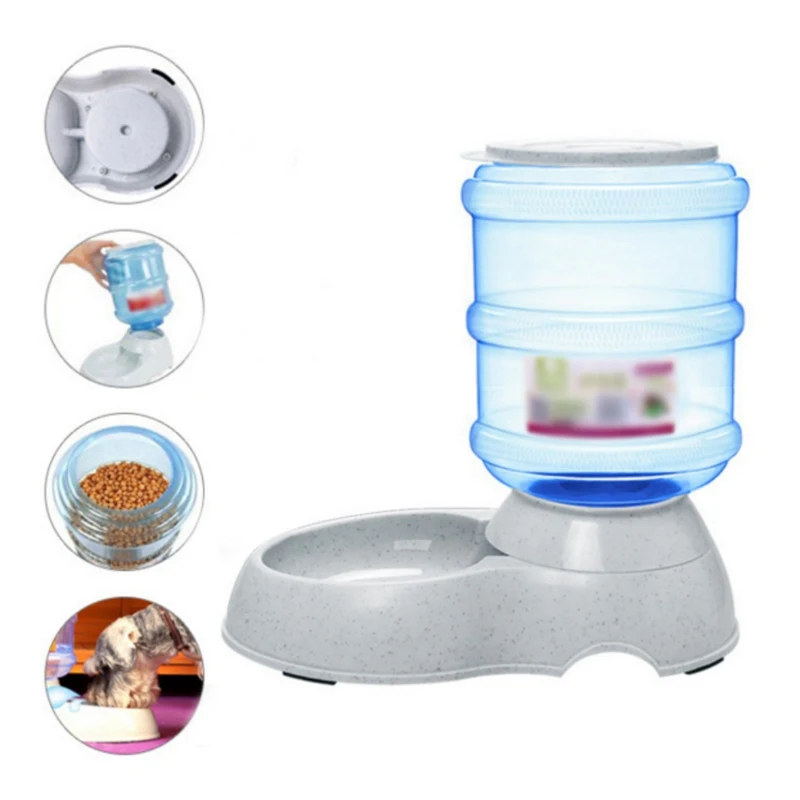 Large Automatic Feeder for Dog and Cat, Drinker, Food and Water Dispenser, Pet Bowl Dish, Automatic Drinkers, Waterer, 3.75L