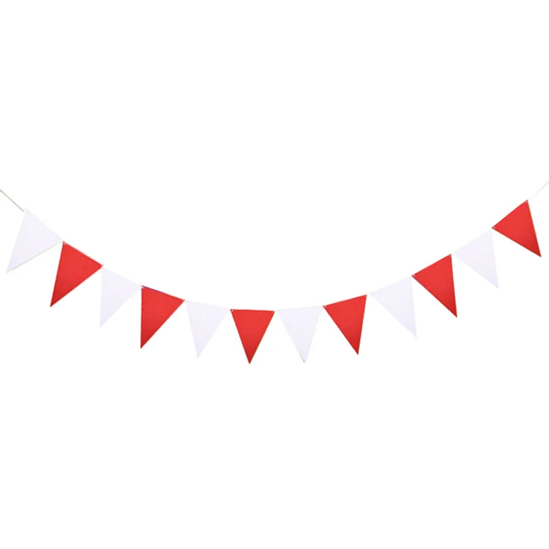 The Carnival Themed Party Pennant Banner Fabric Red White Garland Flag Triangle Bunting for Circus Birthday Party Decor