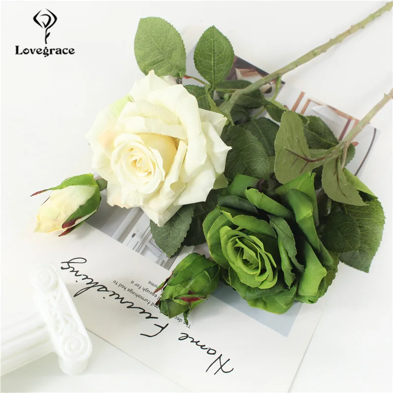 Artificial flower single rose flower branch artificial silk rose wedding scene decoration rose flower bride girlfriends bouquet