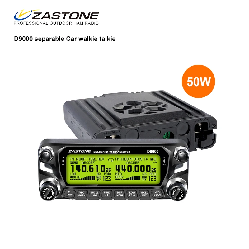 ZASTONE-walkie-talkie D9000 para coche, Radio de doble banda con pantalla móvil, Panel dividido, 50W