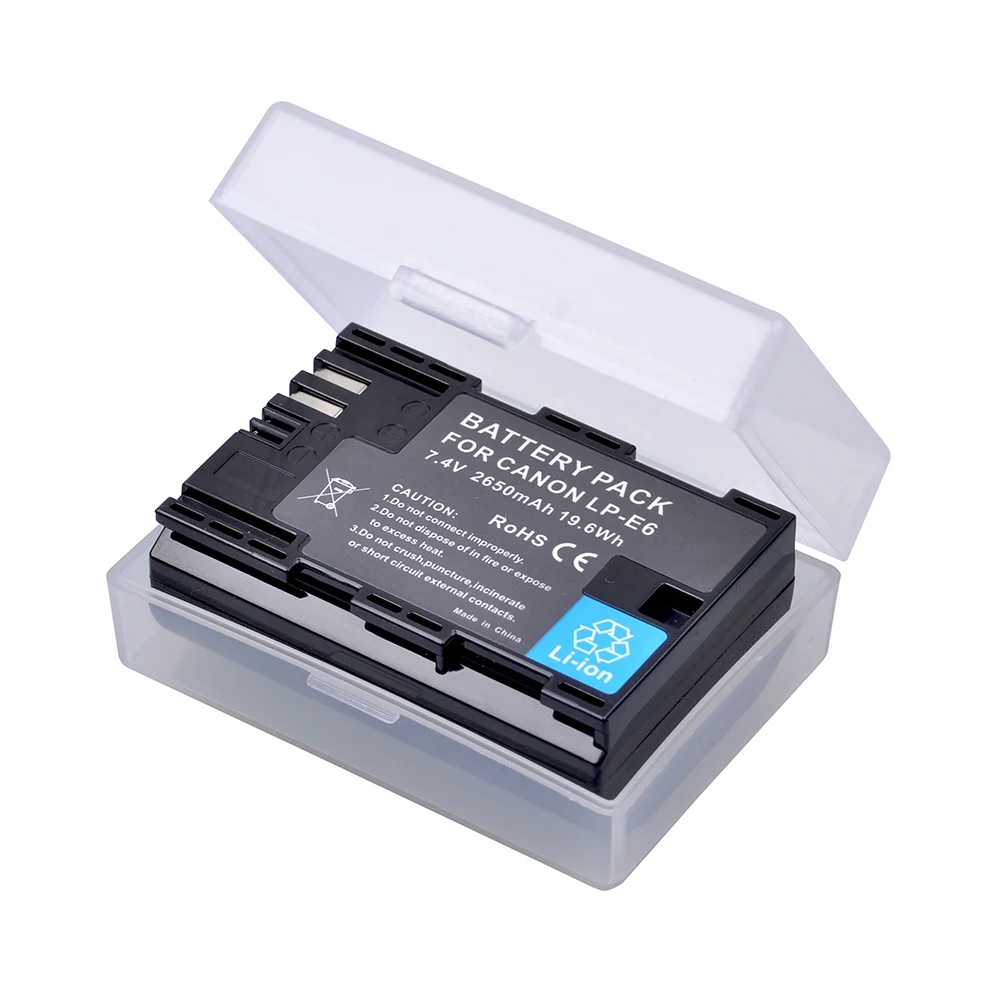 DuraPro 2650mAh LP-E6 LP-E6N LP E6 Camera Li-ion Battery + LED Quick Charger for Canon EOS 5DS R 5D Mark II 5D 6D 7D 80D