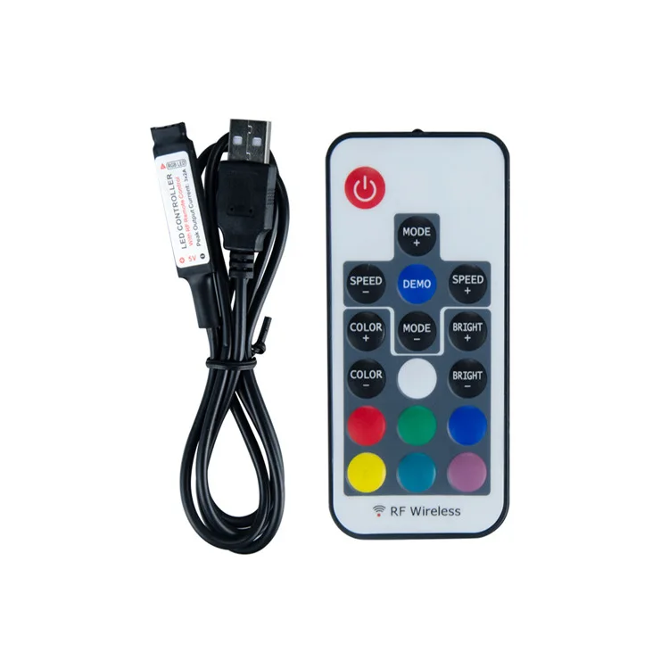

100pcs rgb led strip 5-24V USB RF Remote Controller 17Keys Remote Wireless led Controller for RGB 5050 /3528 led light strip
