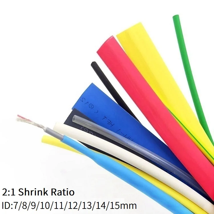 Heat Shrink Tube 7mm 8mm 9mm 10mm 11mm 12mm 13mm 14mm 15mm 2:1 Shrinkage Ratio Polyolefin Insulate Wire Wrap Repair Cable Sleeve