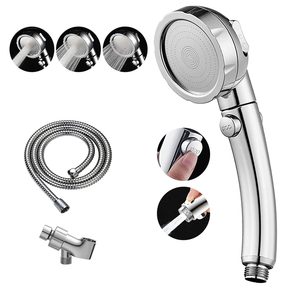 Z&L ABS 3 Modes Adjustable Handheld Bathroom Shower Head with Stop Button Saving Water High Pressure Shower Head