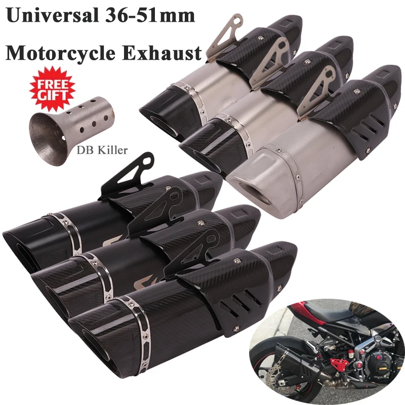 

Motorcycle Exhaust Escape Modified Uiversal 51mm Moto Laser Marking Carbon Fiber Muffler Scooter DB Killer For R3 RC390 Z900 ATV