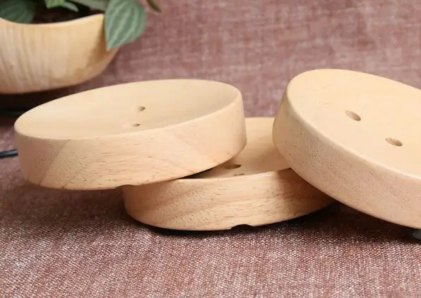 New Arrival Natural Wooden Soap Holder Simple Design Round Soap Dish