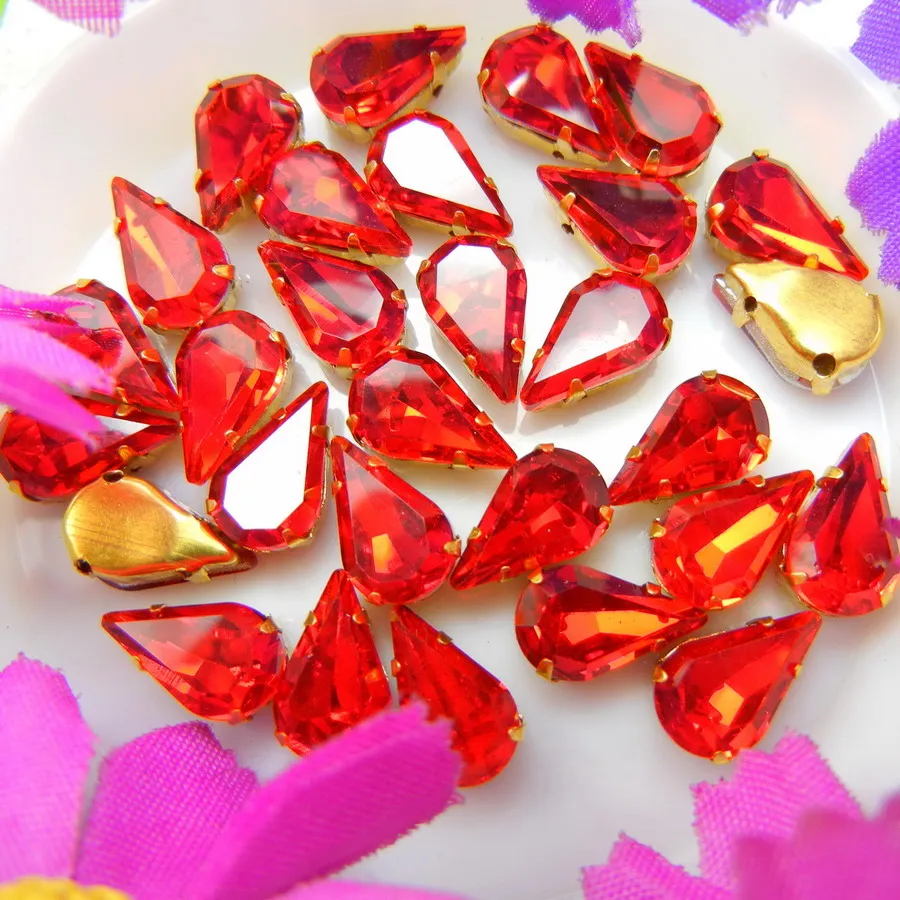 Glaskristall Goldklauen 3*6mm 6*10mm 8*13mm Fantasiefarben Schlanke Wassertropfen Birnenform Aufnähbare Strass-Perlen Handarbeit DIY – Detail 19