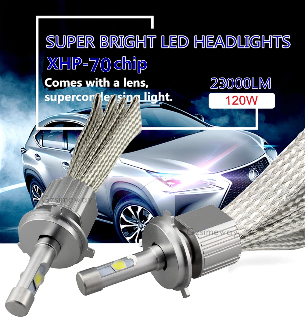 2PCS H7 led lamp H4 H8 H11 9005 HB3 9006 H13 9004 D2H car headlight bulbs 6000K XHP70 110W 132000LM auto headlight fog lamp 12V