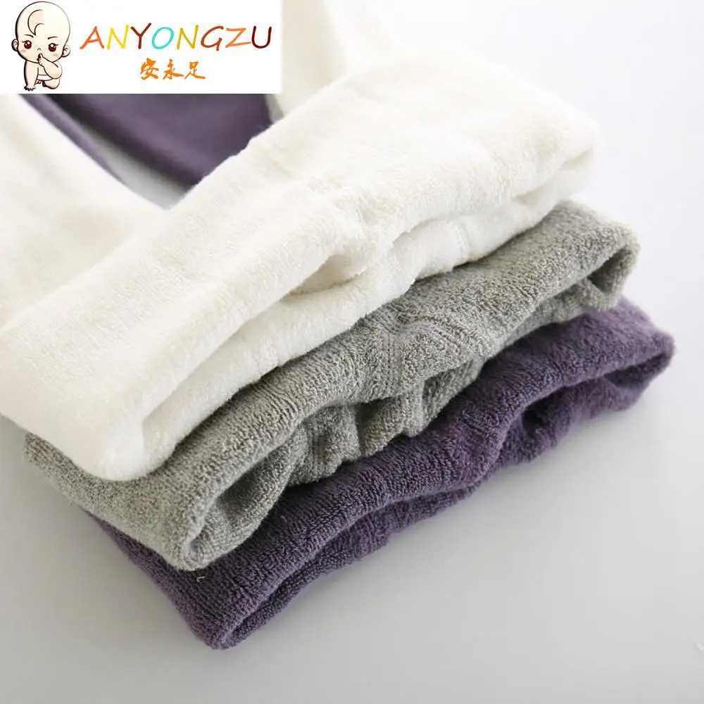 2020 Boys Girls Thick Terry Pantyhose Winter Combed Cotton Thickened Children Leggings Baby Solid Color Breathable For 0-6 Years