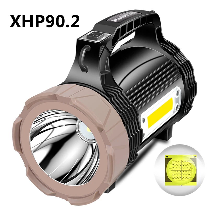 Potente linterna Led XHP90.2, Banco de energía de 9600mah, batería recargable 18650 integrada, linterna de acampada de alta calidad
