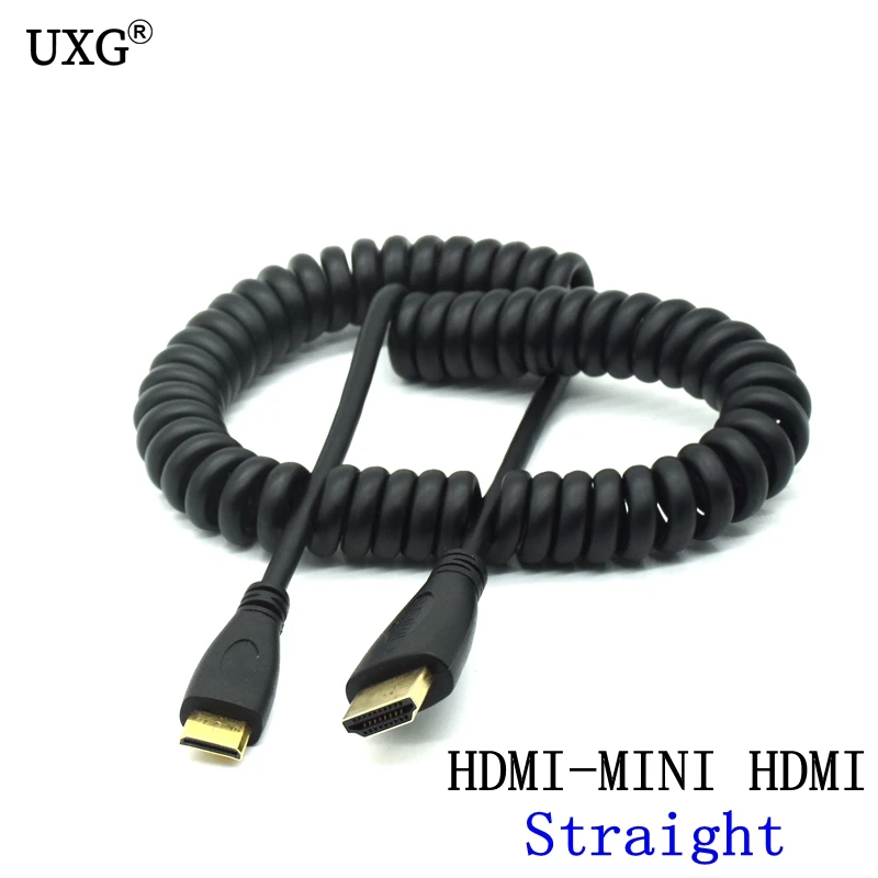 HD-to Right Left Up Down Angle Mini HD Micro HDMI-compatible Male To Male Stretch Spring Curl Flexible Cable V1.4 DSLR 0.5M/1.8M