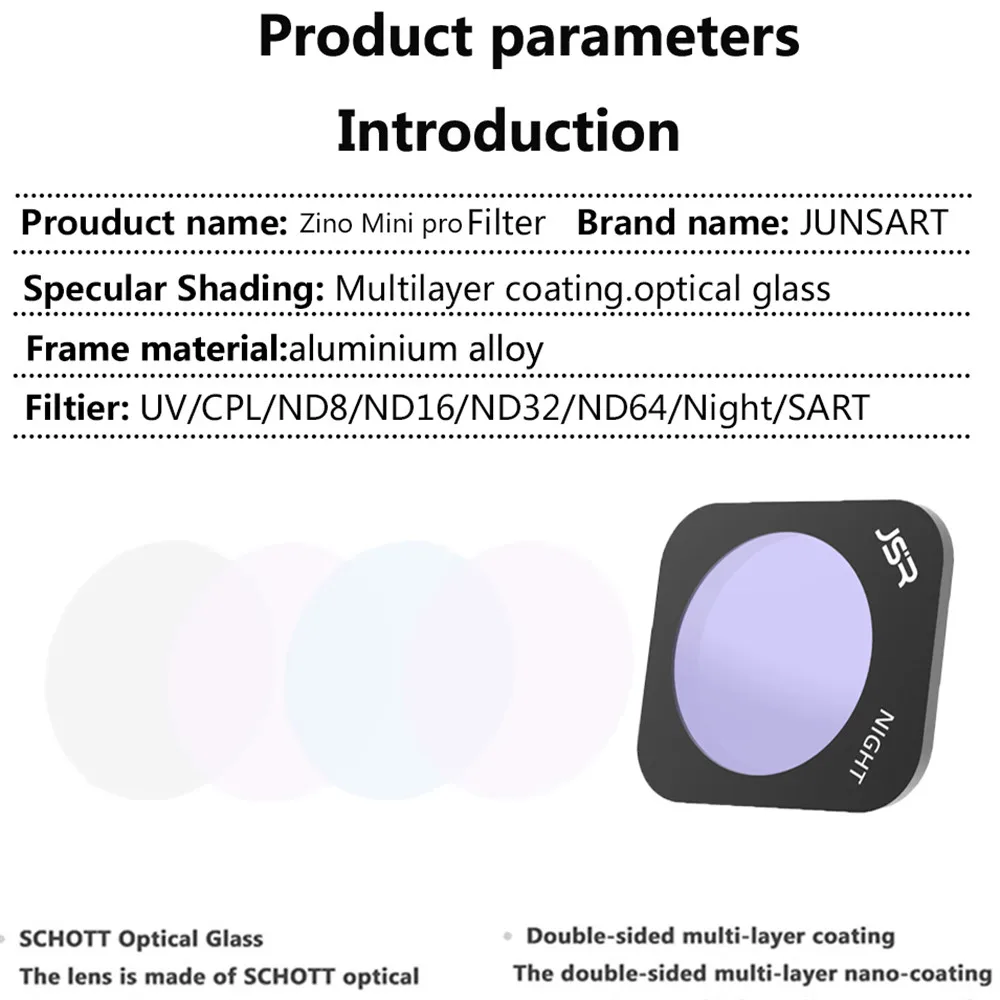 Drone Filter For Hubsan Zino Mini Pro STAR/CPL/ND4/ND8/ND16/Night/ND8PL/ND16PL/ND32PL/ND64PL Camera Lens Accessories Set
