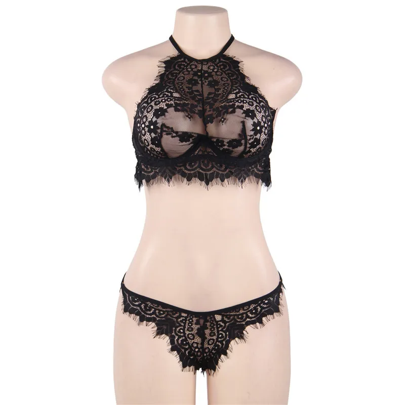 

Lace Transparent See Through Bra Set Vintage Women Intimo Sexy Hot Erotic Lingerie Black White Underwear Thin Bra Panties Sets