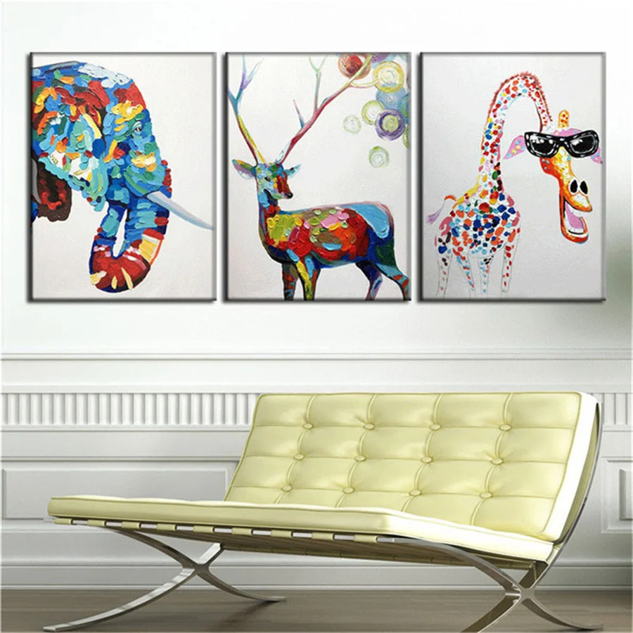 

handmade KID ROOM picture THE giraffe oil painting Palette Knife Painting cartoon Canvas Wall Art For Living Room Artwork