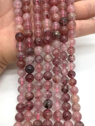 6-10mm Natural Strawberry Crystal Quartz For Jewelry Making Faceted Round Spacer Beads Diy Bracelets Necklace Accessories 15