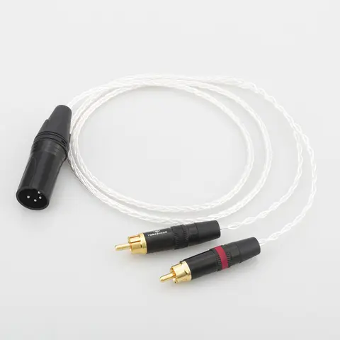 Audiocrast-HIFI 케이블, 4 핀 XLR 밸런스드 메일-2 RCA 메일 실버 도금 오디오 어댑터 포함