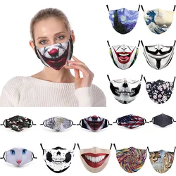 Máscaras de fiesta para Halloween, máscaras transpirables, reutilizables, lavables, máscaras faciales para adultos, Media máscara de Cosplay, utillaje de fiesta divertido