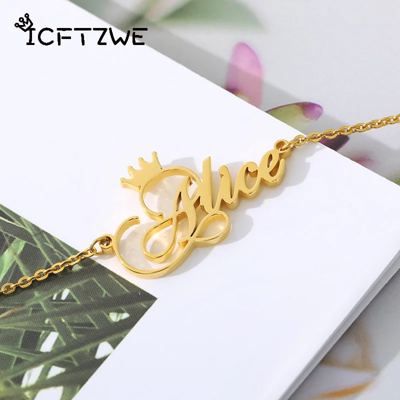 Custom Crown Name Anklets For Women Personalized Stainless Steel Anklet Leg Chain Bracelet Foot Jewelry Summer Party Gift