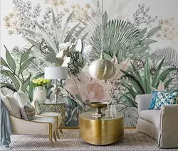 Custom Mural Wallpaper Nordic Hand Painted Tropical Plant Butterfly Abstract Leaf Wall paper Background 3d wallpaper