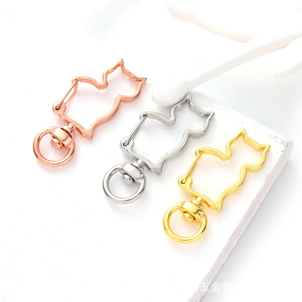 10pcs Split Ring Cat head dog buckle cat shaped cat Keychains Metal Key Chain Ring Split Rings Unisex Keyring Keyfob Accessories