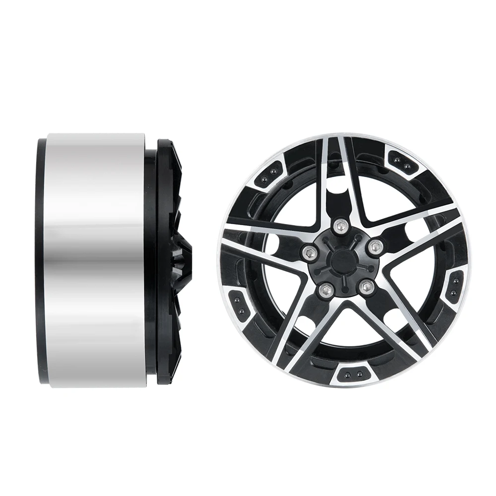 AXSPEED Five-pointed Star 1.9 Inch Alloy Metal Beadlock Wheel Rims for Axial SCX10 D90 CC01 TRX-4 1/10 RC Crawler Car Model Part