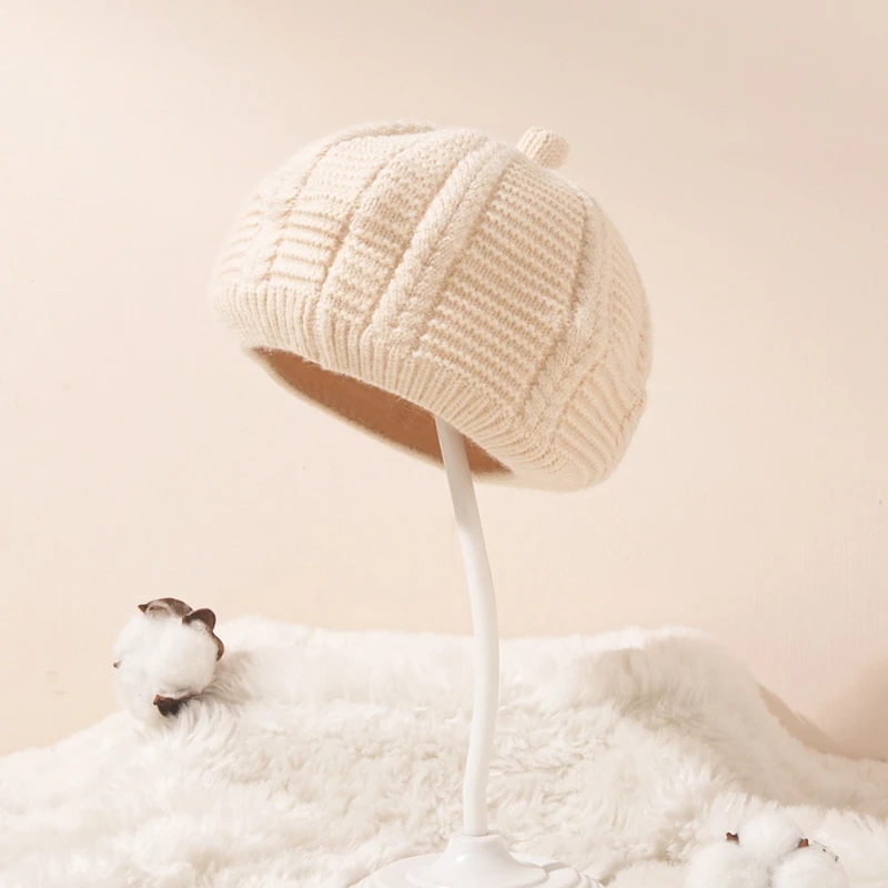 5 Colors Fashion Baby Octagonal Beret 0-12 Months Girls Boys Wool Hat Autumn Winter Infant Warm Caps for 1 2 3 Years Old