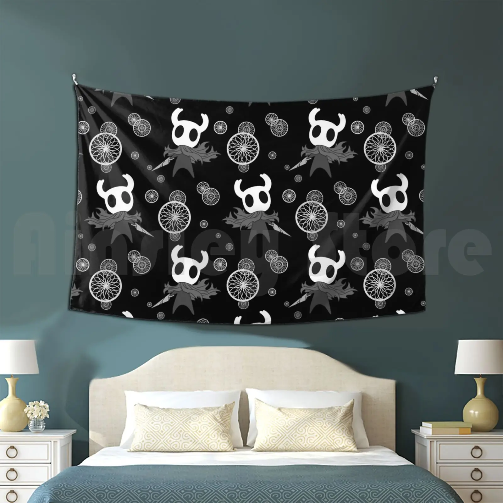 Hollow Knight Pattern Customized Tapestry Hollow Knight Hollow Knight Pattern Gaming Game Gamer Black