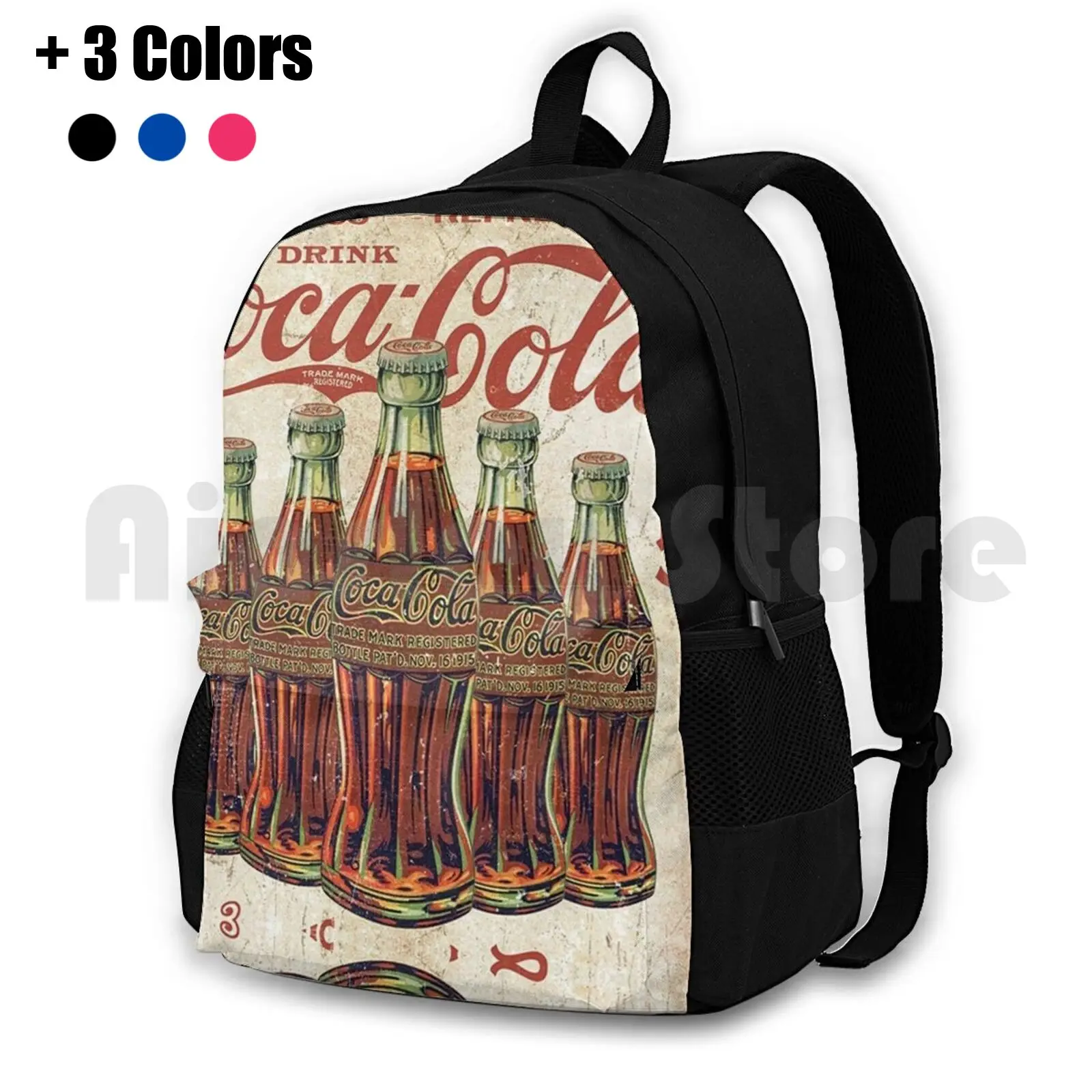 Bottles Vintage Outdoor Hiking Backpack Riding Climbing Sports Bag Vintage Coke Cola Coca Red Logo Pop Drink Soda Drinks Retro