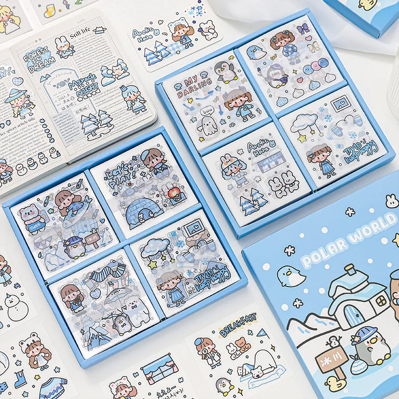 100 Pcs/box Cute girl polar world series Decorative PVC Stickers Scrapbooking diy Stick Label Diary Stationery Album