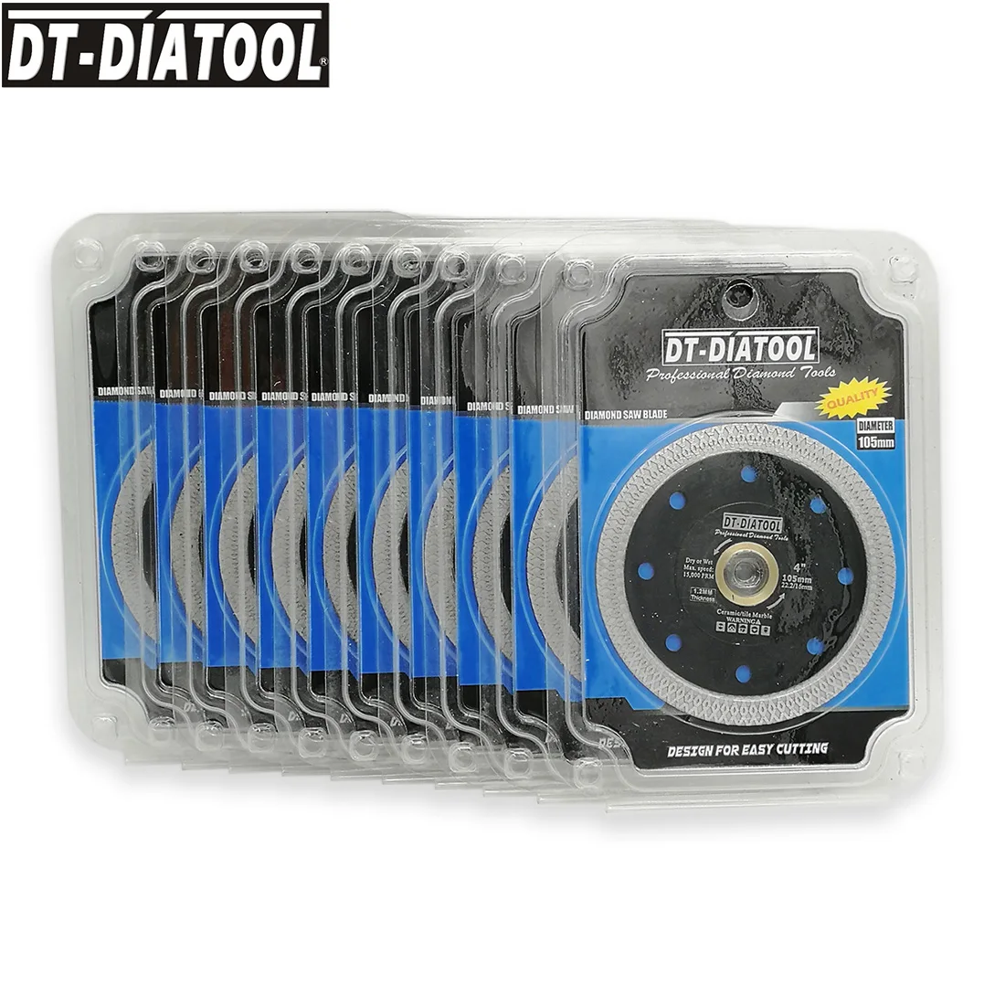 DT-DIATOOL 10pcs/pk Dia 105mm/4inch Premium Diamond Cutting Discs X Mesh Turbo Rim Segment Saw Blades For Ceramic Tile Marble