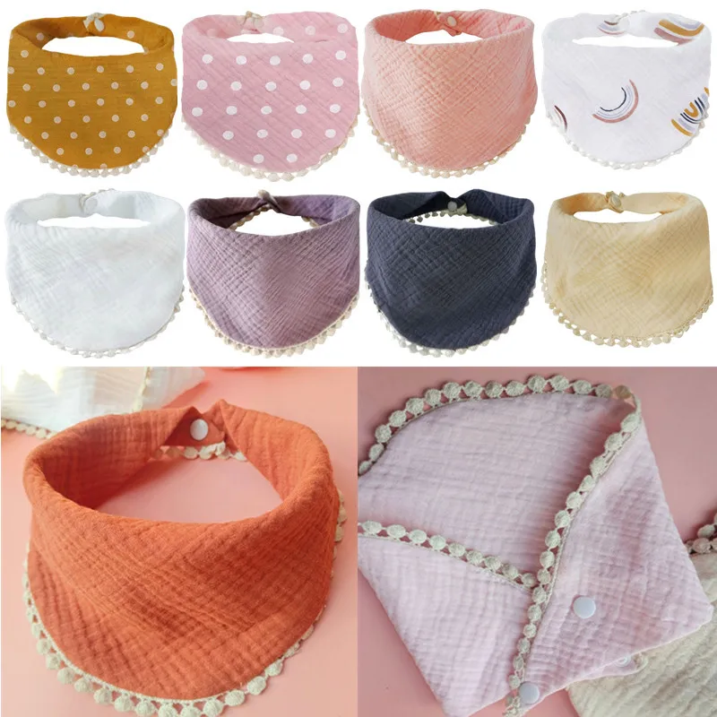 

KLV Cotton Gauze Baby Bibs Adjustable Triangle Newborns Saliva Towel Toddler Baby Boys Bib Burp Cloth Scarf Baby Shower Gifts