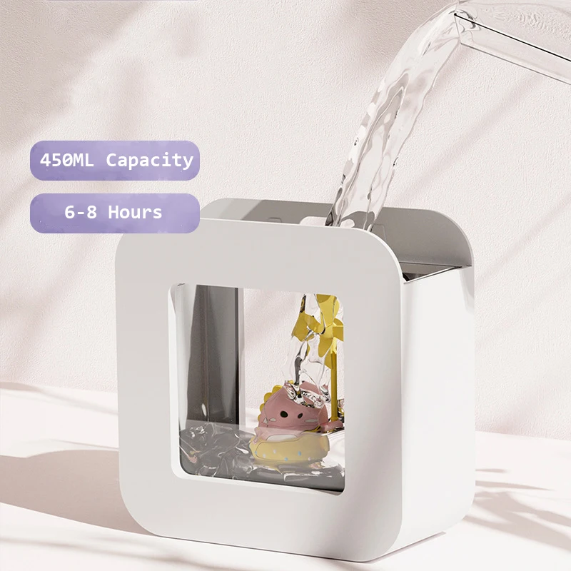 แบบพกพาอากาศความชื้น450มิลลิลิตรน่ารักไร้สายชาร์จ USB Essential น้ำมันเครื่องพ่นอโรมาที่มีสีไฟสำหรับบ้านสำนักงานรถ