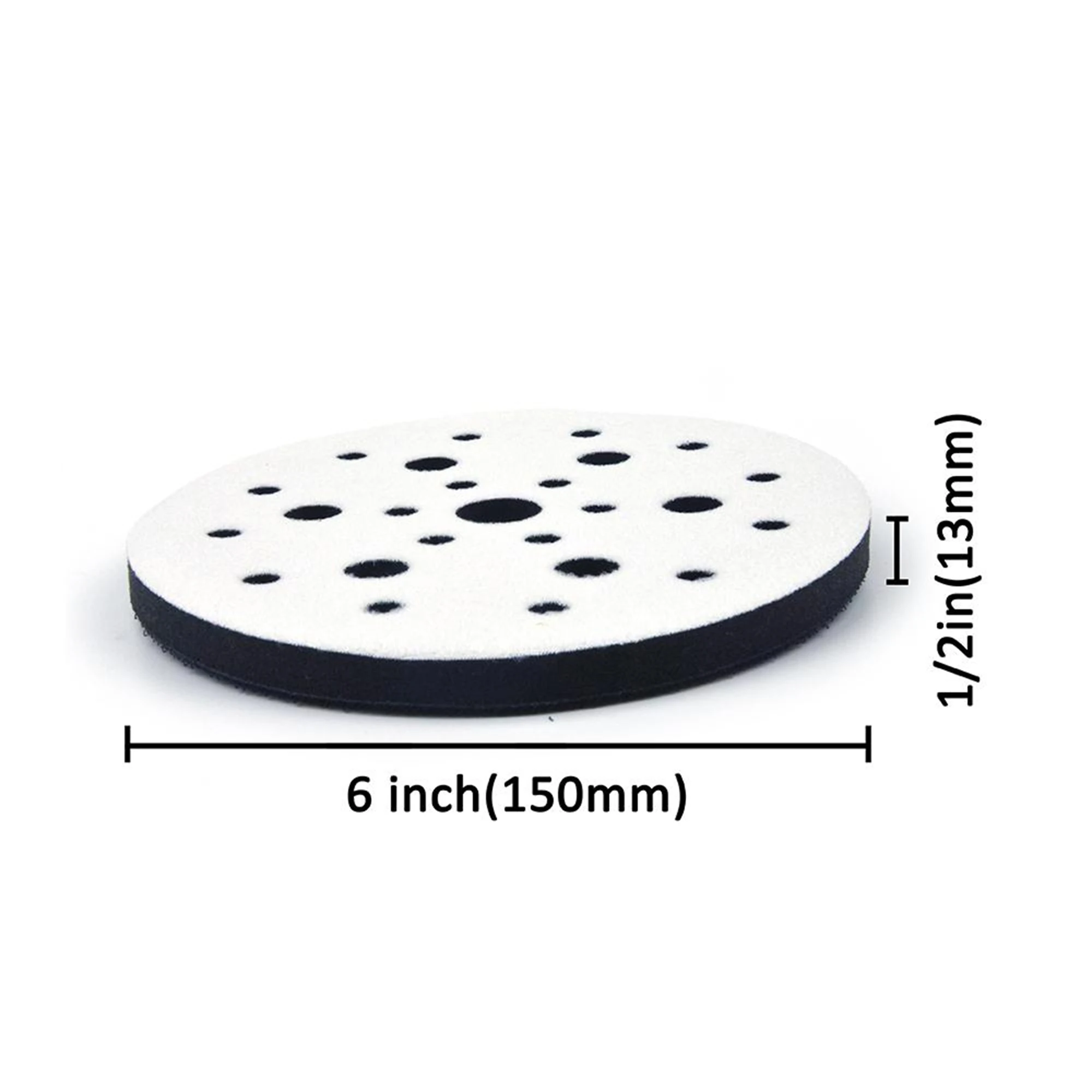 Poliwell-disco de proteção para esponja macia, 1 peça, 6 tamanhos, 150mm, 25 furos, interface com gancho e laço de apoio, almofada abrasiva para polimento