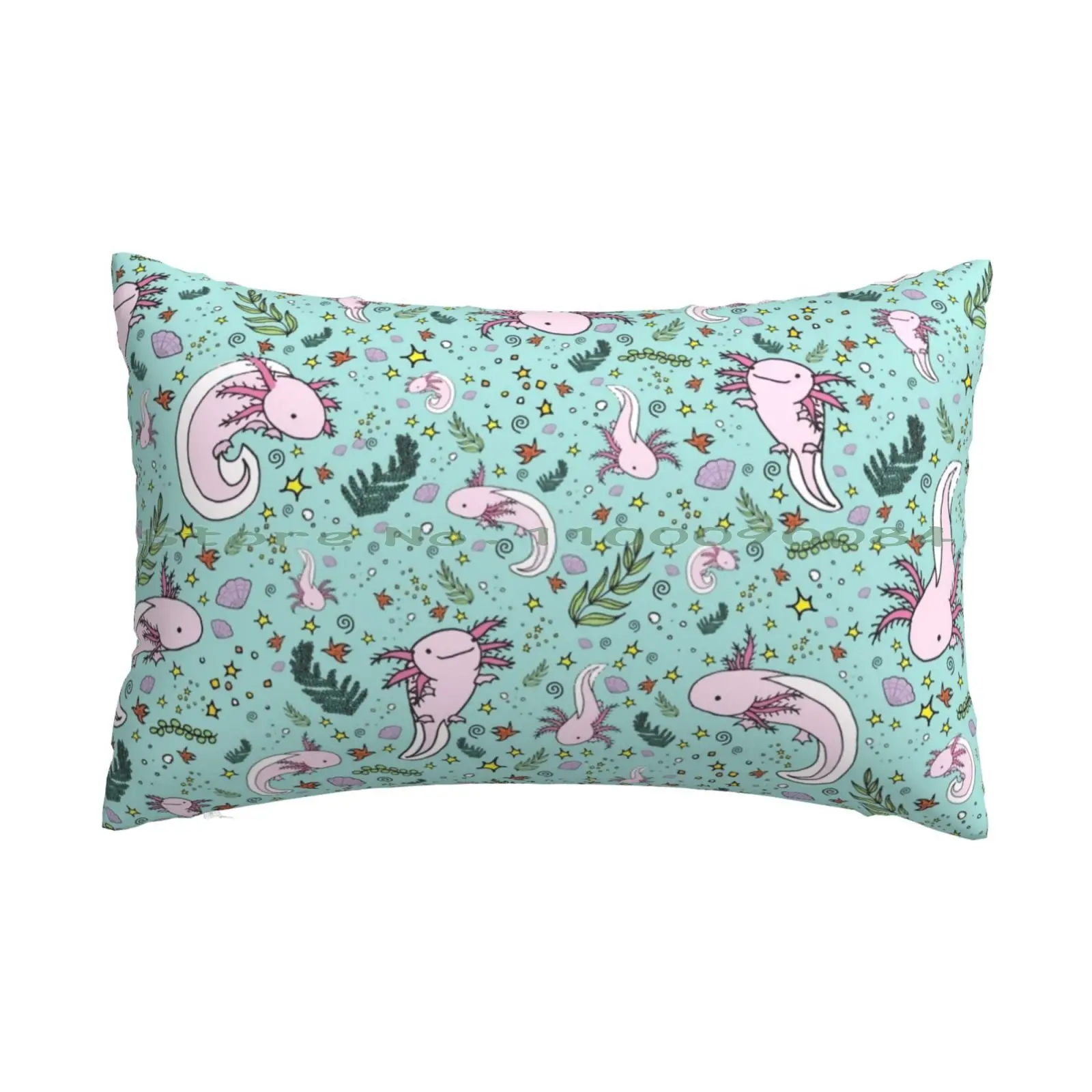 Axolotl Pillow Case 20x30 50*75 Sofa Bedroom Axolotl Pattern Axolotl Design Cute Axolotls Axolotl Products Long Rectangle