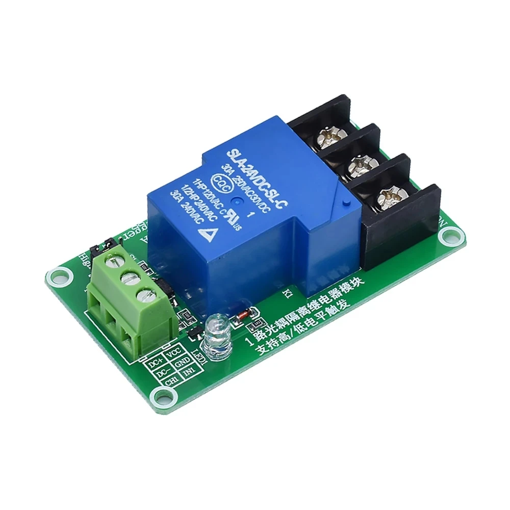 ONE TWO 1 2 channel relay module 30A with optocoupler isolation 5V 12V 24V supports high and low Triger trigger