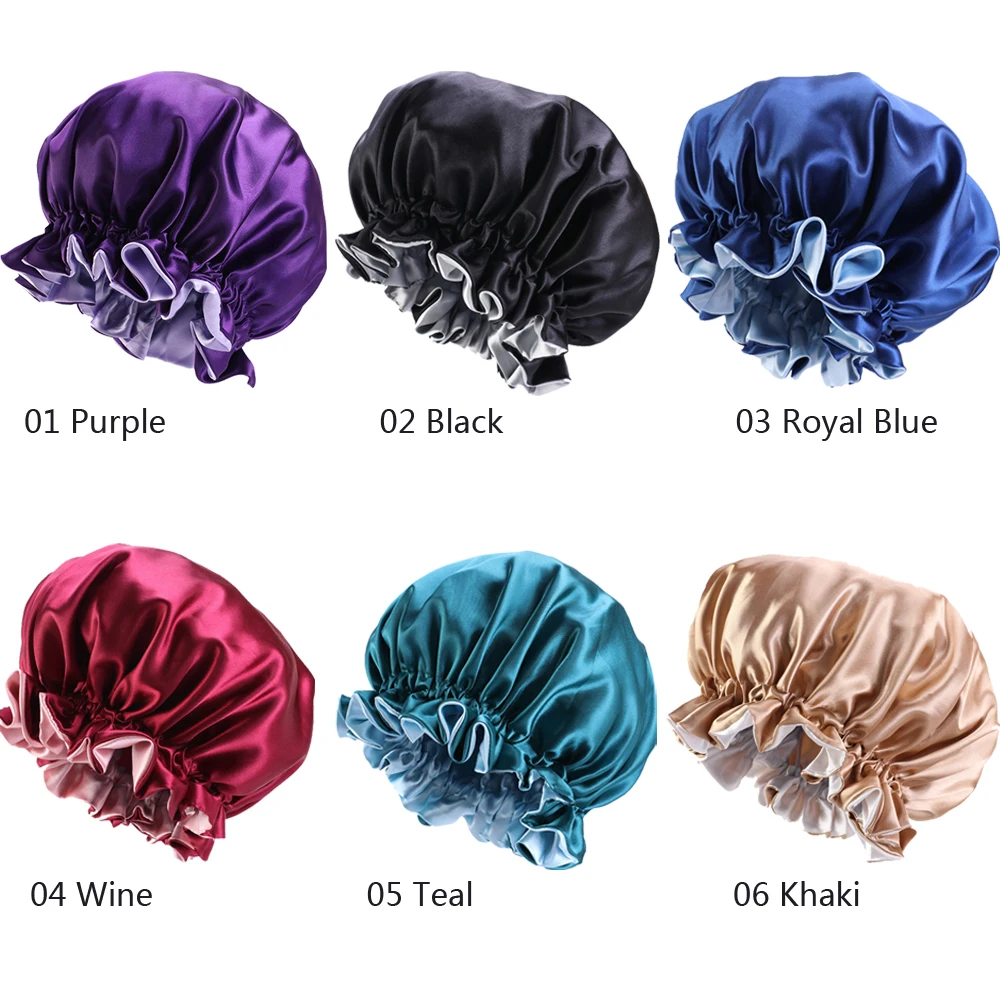 Adjust Elastic Satin Sleep Cap Bonnet Hair Styling Hair Care Women Night Sleep Hat Head Wrap Cap Hair Headwear Nightcap