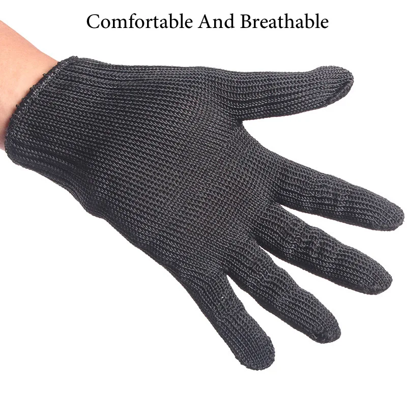 安全作業用手袋,黒,耐切断性,ステンレス鋼線,肉屋用,1ペア